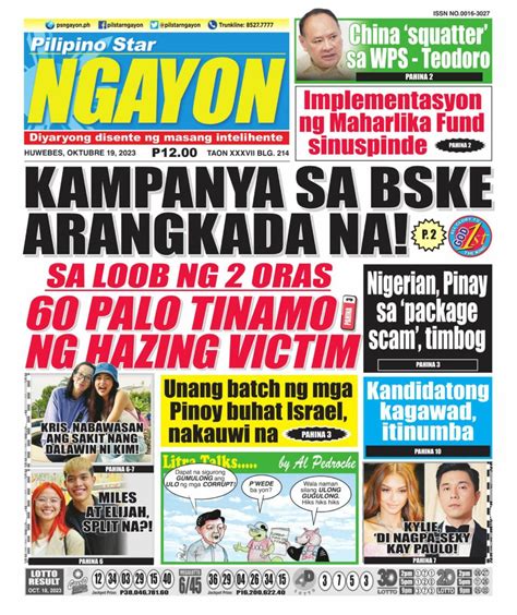 pilipino star ngayon kutob|Oktubre 19, 2023 .